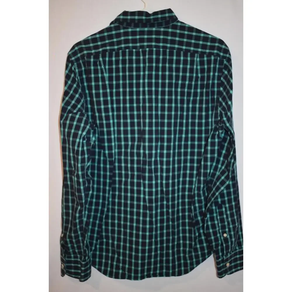 Men's‎ J. Crew Slim Fit Checkered Blue and Teal Button Up Size Medium
